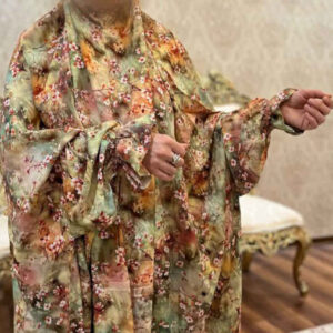 Tchador Islamique de Namaz avec Manches pour Femmes Idéal pour la Prière – Motif Floral Mahya
