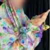 Tchador Islamique de Namaz avec Manches pour Femmes Idéal pour la Prière - Motif Floral Hasti