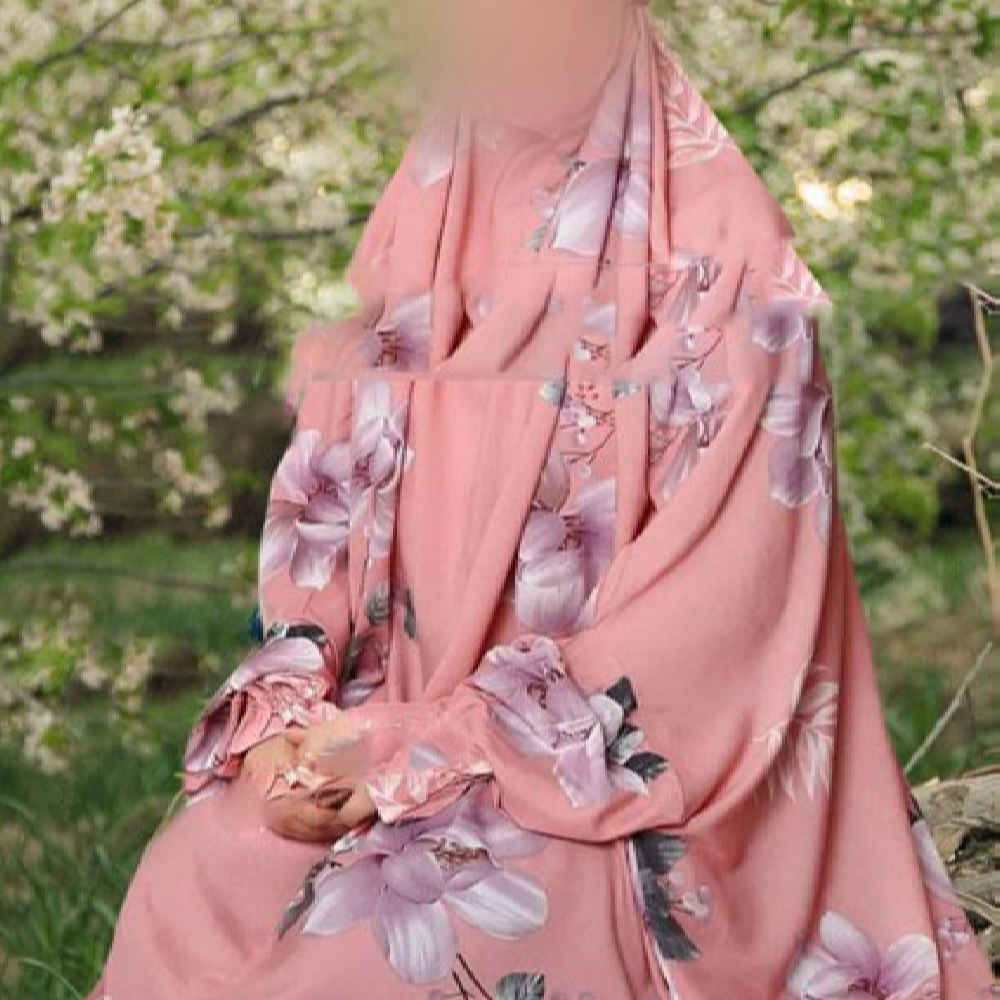 Tchador Islamique de Namaz avec Manches pour Femmes Idéal pour la Prière - Motif Floral Corduroy