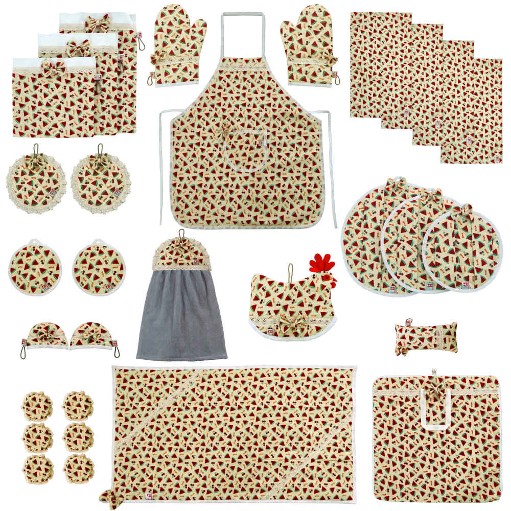 Ensemble de Tablier de Cuisine Floral 30 Pièces Modèle Shahian