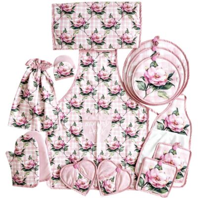 Ensemble de Tablier de Cuisine Floral 15 Pièces Modèle Maral