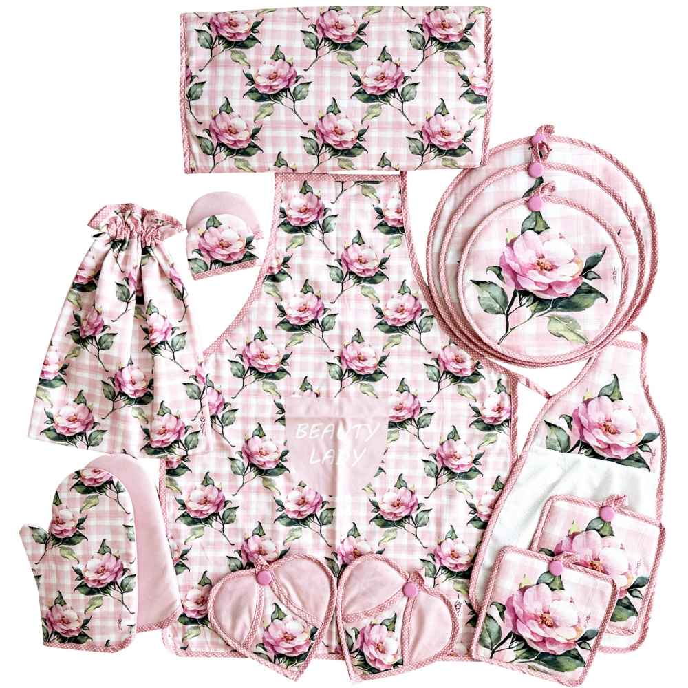 Ensemble de Tablier de Cuisine Floral 15 Pièces Modèle Maral