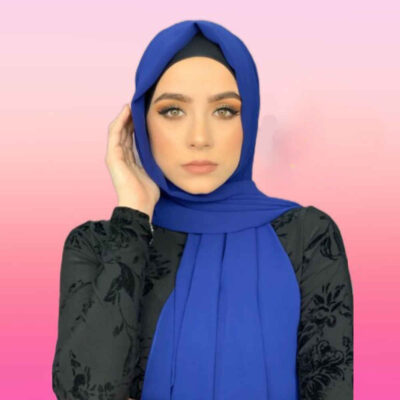 Voile Foulard Hijab en Mousseline Bleu pour Femmes Musulmanes