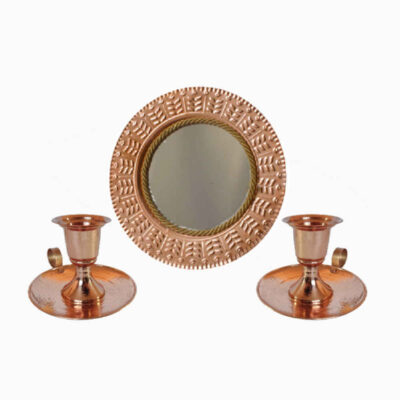Ensemble miroir et bougeoirs en cuivre persan – Design Miracle