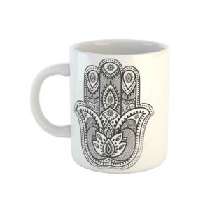 Tasse à Café en Céramique Islamique – Motif Hamsa Khamsah