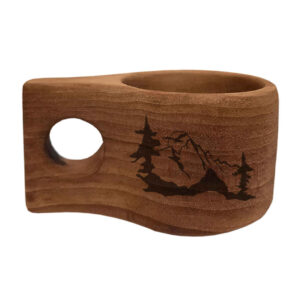 Tasse Rustique en Bois – Tasse de Camping Artisanale Modèle Montagne