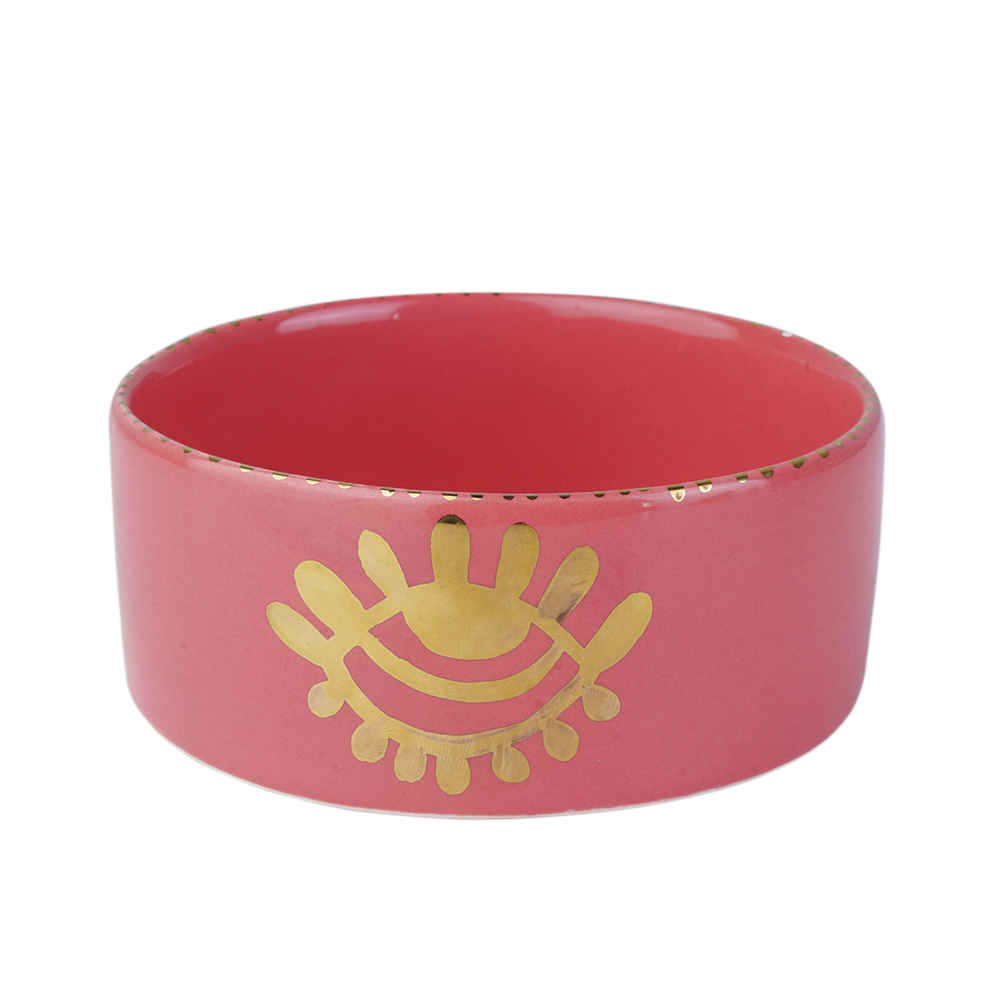 Bol décoratif en céramique rose fait main modèle Eye