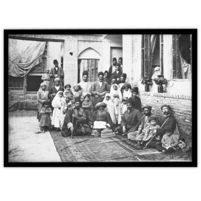 Affiche murale PVC persane noir et blanc avec cadre – Ghajarieh