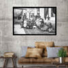Affiche murale PVC persane noir et blanc avec cadre - Ghajarieh