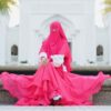 Foulard Carré en Crêpe Islamique Magenta & Niqab pour Femmes