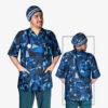 Uniforme d’infirmier bleu pour homme – Haut et ensemble de bonnet
