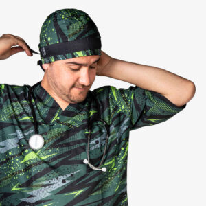 Blouse médicale verte pour homme et ensemble de bonnet – Vive et durable