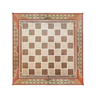 Plateau d’Échecs en Marqueterie Incrustée en Bois Persan Modèle Shahkar