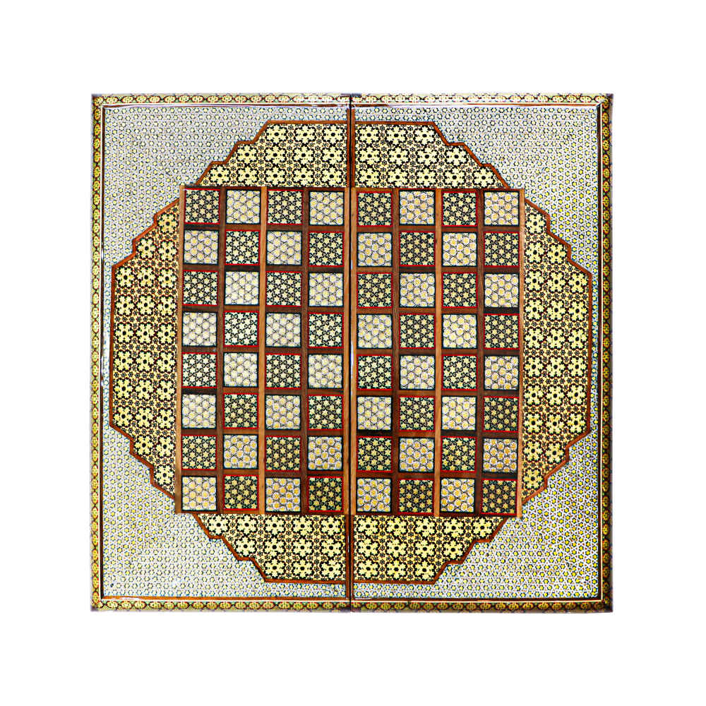 Plateau d'Échecs en Marqueterie Incrustée en Bois Persan Modèle Saltanat