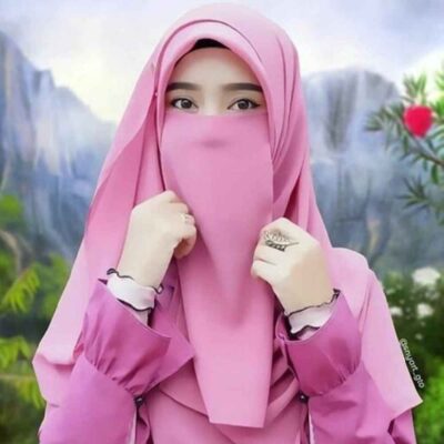 Foulard Carré Islamique Rose & Demi-Niqab pour Femmes