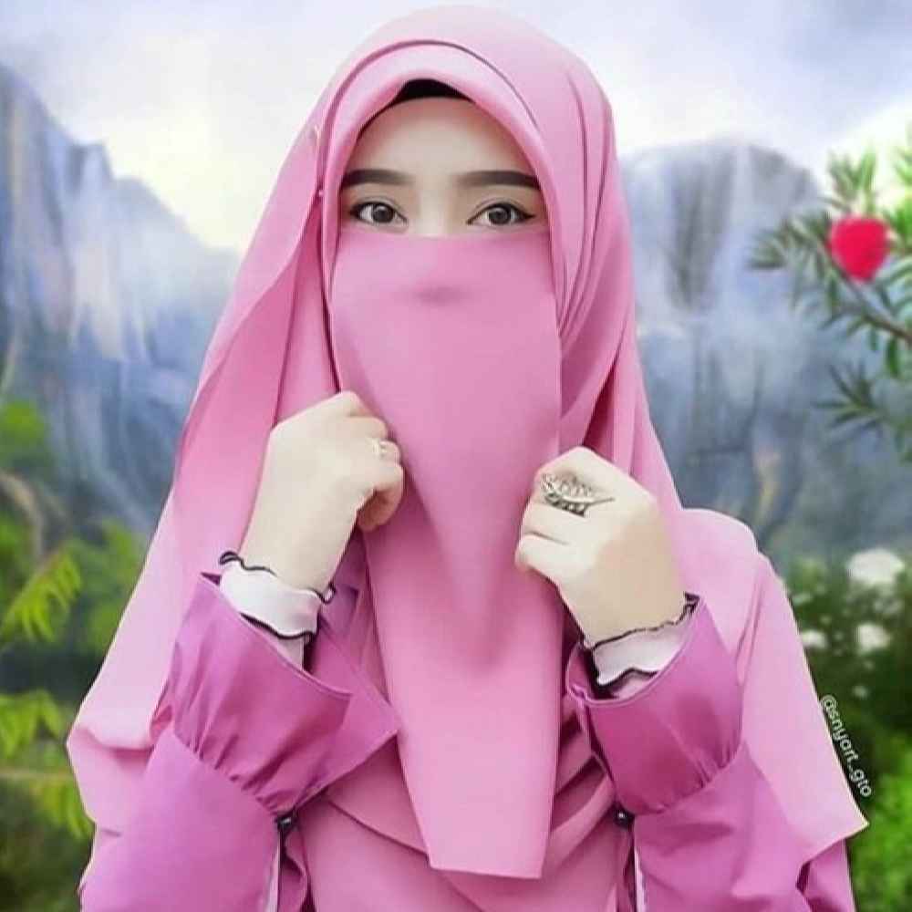 Foulard Carré Islamique Rose & Demi-Niqab pour Femmes