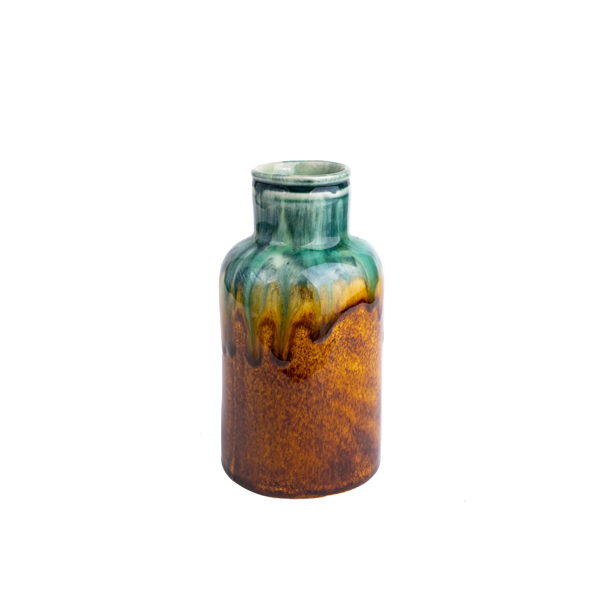 Vase en poterie décoratif fait main avec design à glaçage dégoulinant