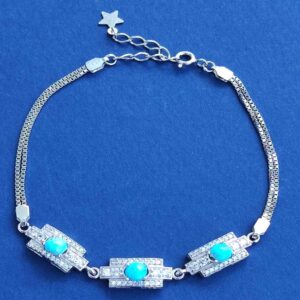 Bracelet en Argent avec Pierre Turquoise pour Femmes Dara
