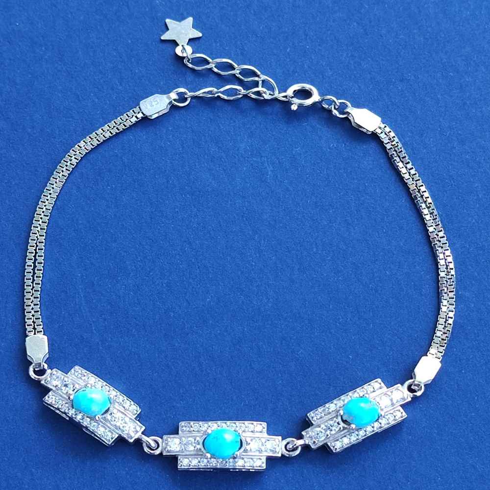 Bracelet en Argent avec Pierre Turquoise pour Femmes Dara