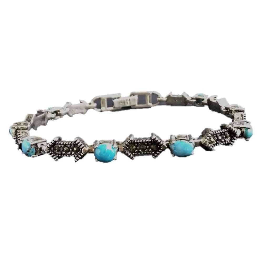Bracelet en Argent avec Pierre Turquoise pour Femmes Ladan
