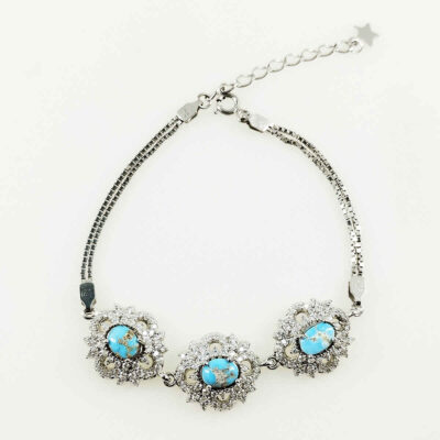 Bracelet en Argent avec Pierre Turquoise pour Femmes Baran
