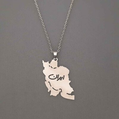 Collier minimaliste Modèle Typographie de l’Iran et Carte