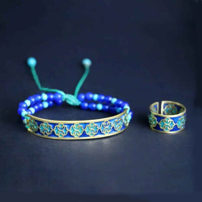Ensemble de bracelet en laiton et bague persans Modèle Eslimi