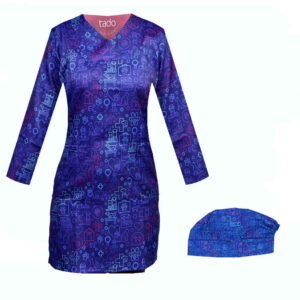 Blouse vétérinaire bleue pour femme et ensemble de bonnet – Professionnel et coordonné