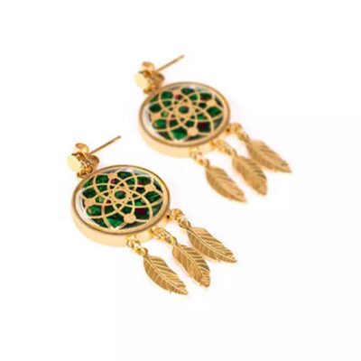Boucle d’oreille plaquée or pour femmes, attrape-rêves