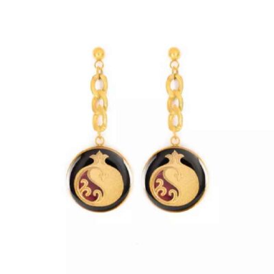 Boucles d’oreilles persanes plaquées or pour femmes, grenade Anar