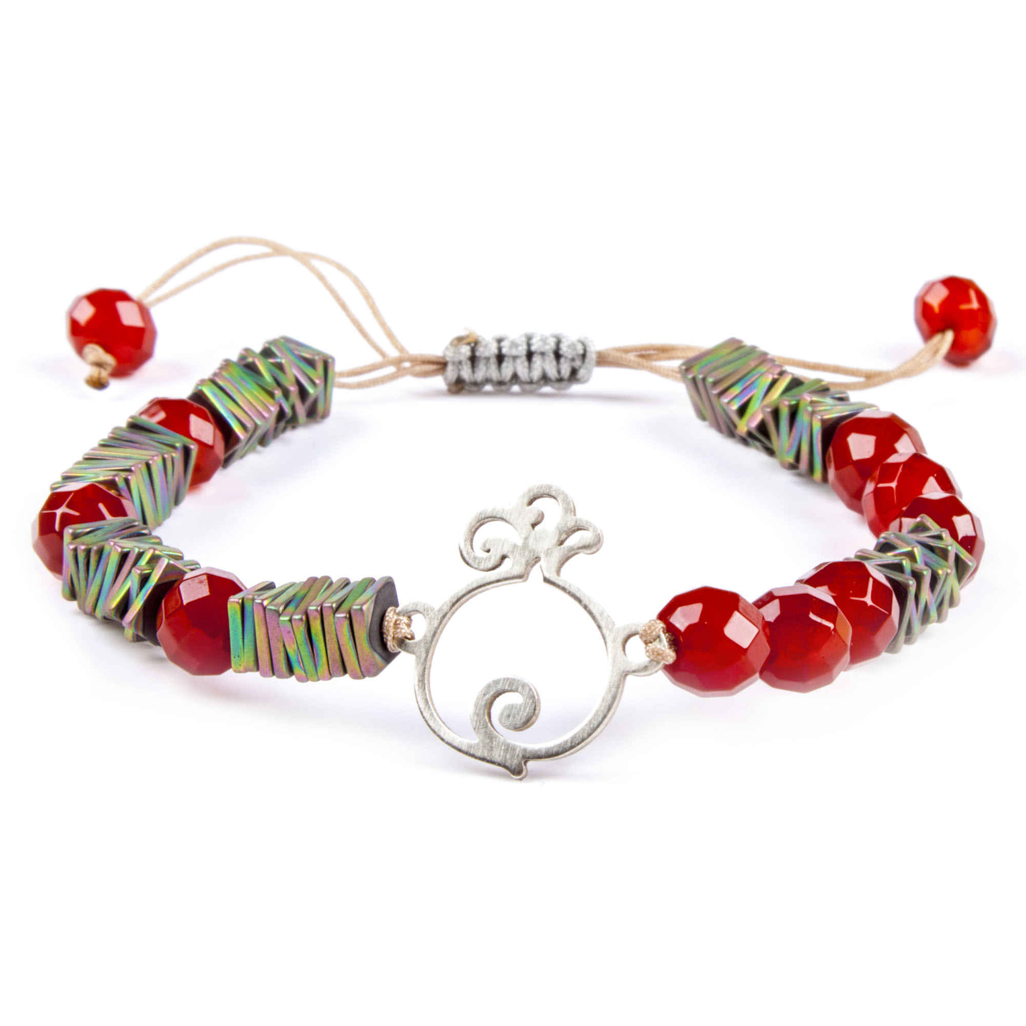 Bracelet Perlé en Argent Persan pour Femme – Modèle Grenade