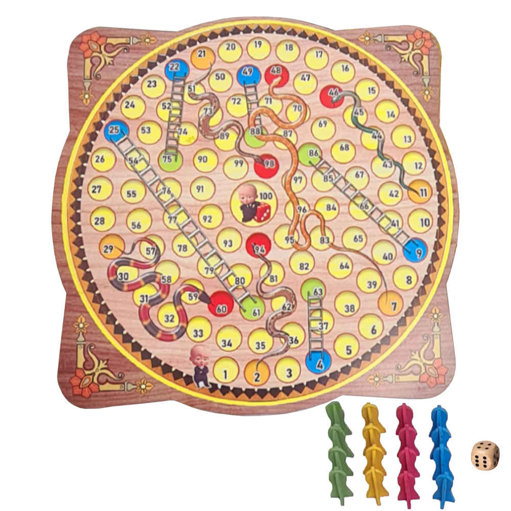 Ensemble de Jeu Mensch ärgere Dich nicht (Ludo) & Snakes & Ladders en Bois