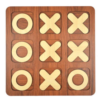 Jeu de Morpion en Bois – Stratégie Classique avec un Design Élégant