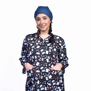 Blouse médicale noire pour femme – Élégante et moderne