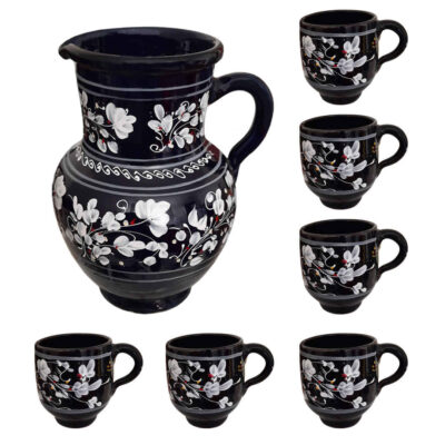 Ensemble Pichet et Tasses en Poterie Persane Fait Main Vafa