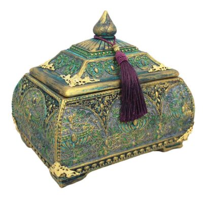 Boîte à bijoux en polyester artisanale au style vintage vert