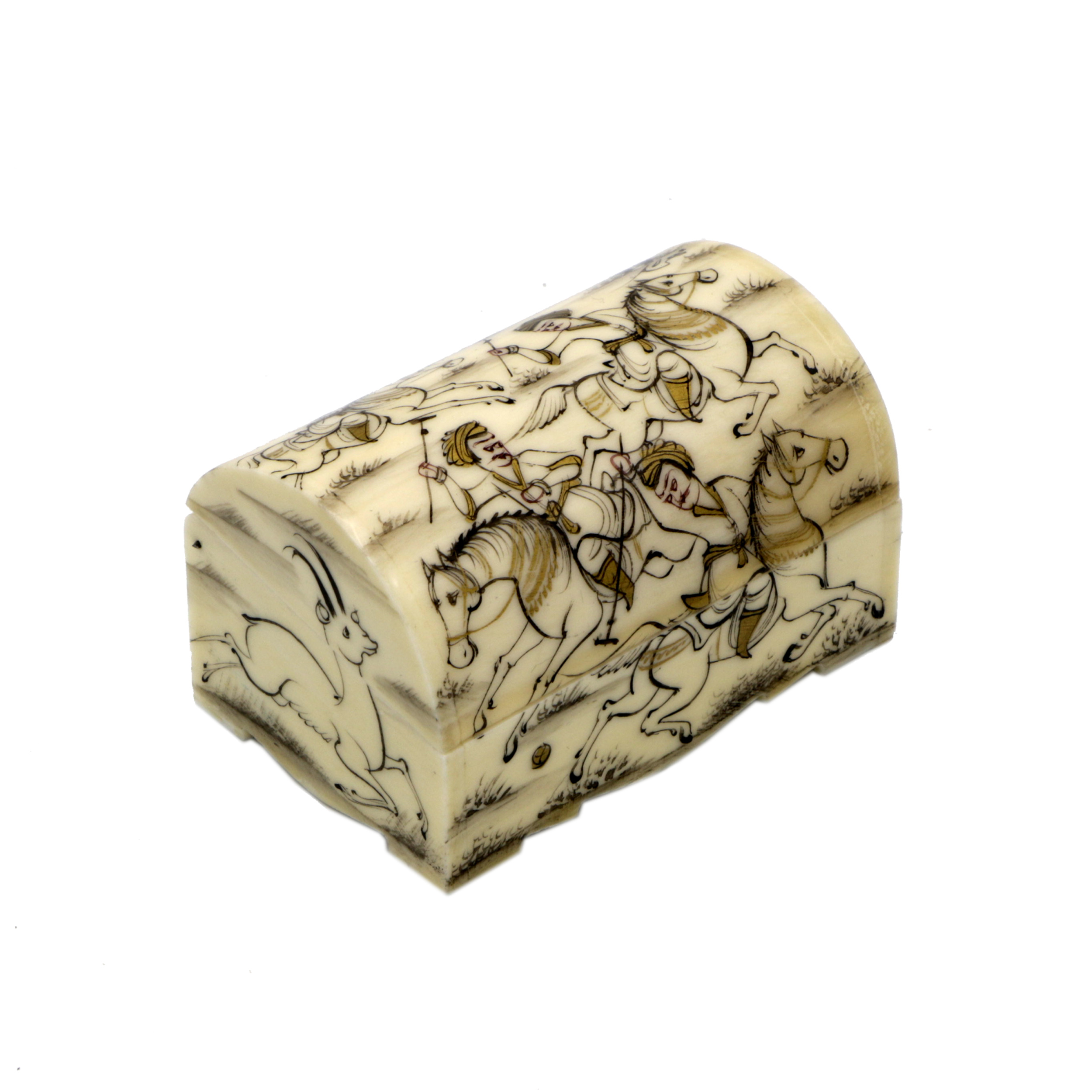 Boîte à bijoux en os artisanale avec motif Chogan persan