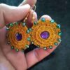 Boucles d'oreilles rondes pendantes tricotées, faites main pour femmes.