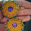 Boucles d'oreilles rondes pendantes tricotées, faites main pour femmes.