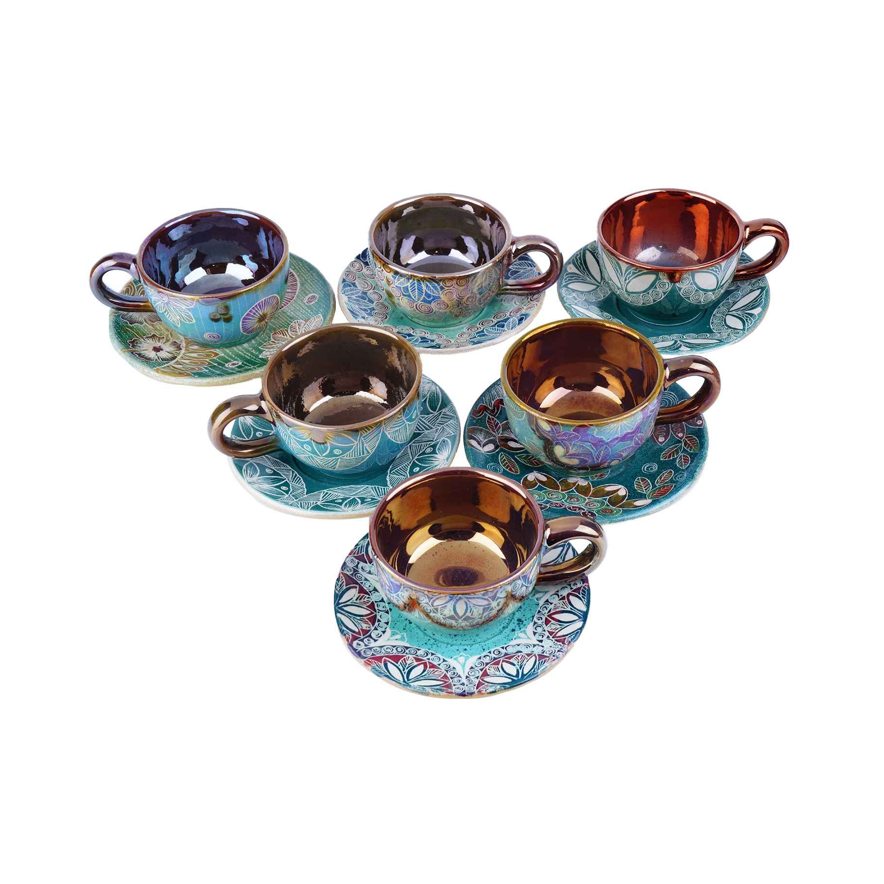 Ensemble de Tasses à Thé Persanes avec Soucoupe - Design Céramique Victoria
