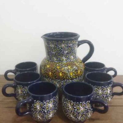 Ensemble Pichet et Tasses en Poterie Persane Fait Main Baran Artistique