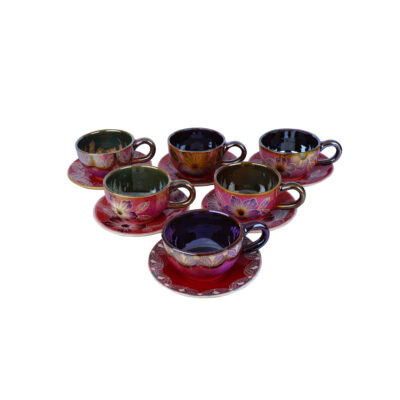 Ensemble de Tasses à Thé Persanes avec Soucoupe – Design Céramique Rose