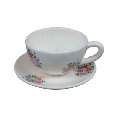 Tasse à Thé Persane avec Soucoupe – Design Céramique Garden