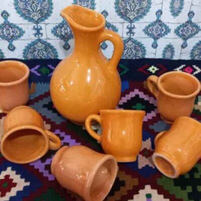 Ensemble Pichet et Tasses en Poterie Persane Fait Main Yasin