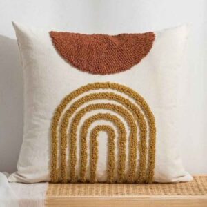 Housse de Coussin Punch Needle – Design Motif Abstrait Nila Brodé