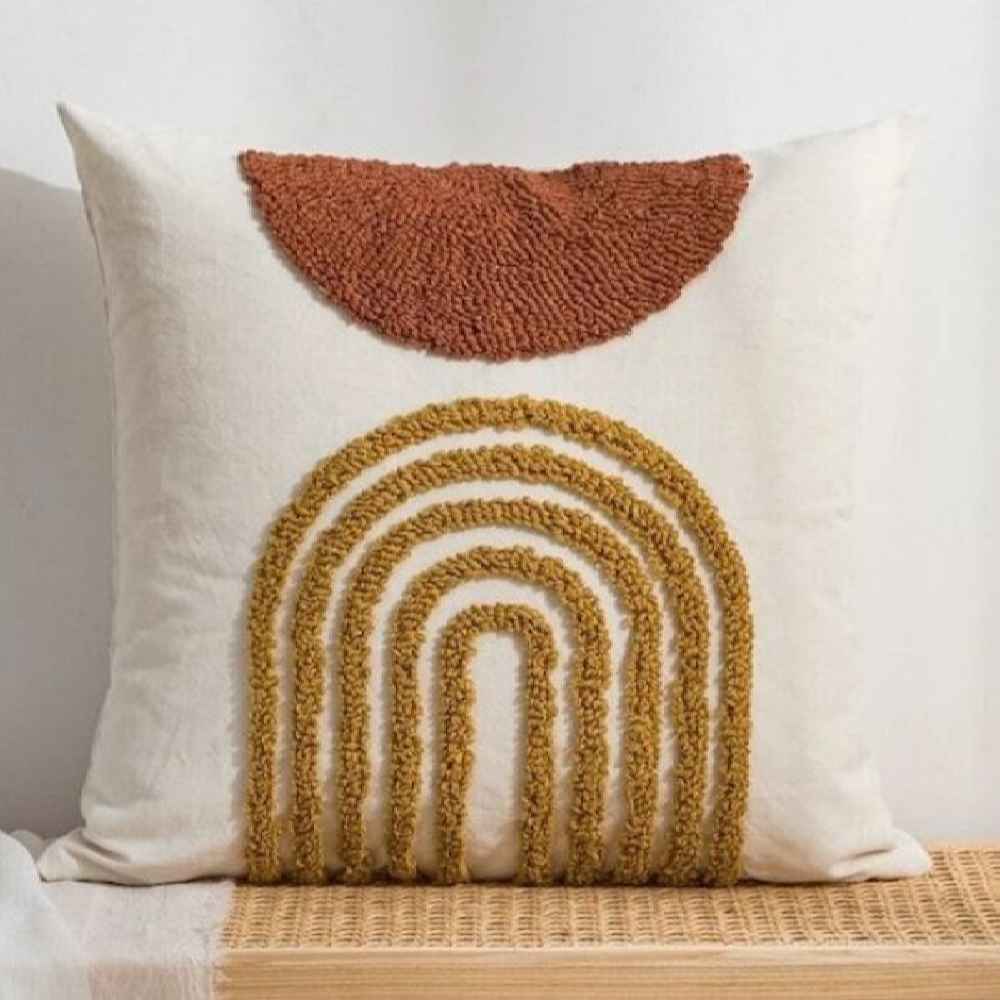 Housse de Coussin Punch Needle - Design Motif Abstrait Nila Brodé
