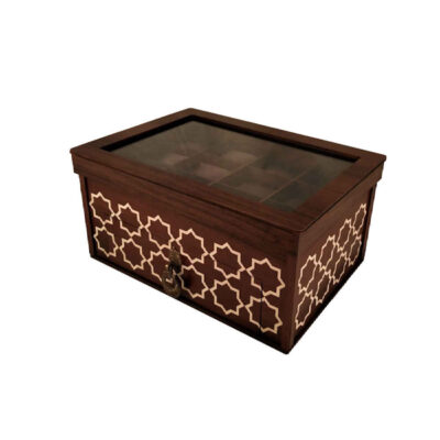2-Tier Wooden Watch Box with Geometric Design – 21 Slots