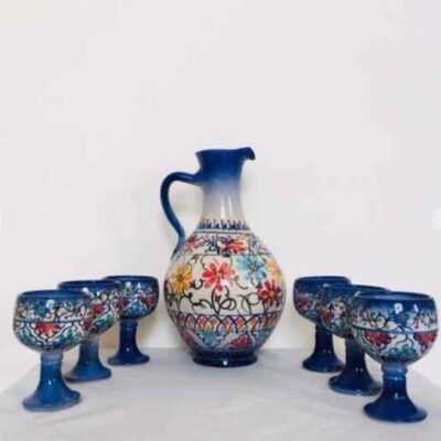 Ensemble Pichet et Tasses en Poterie Persane Fait Main Negin
