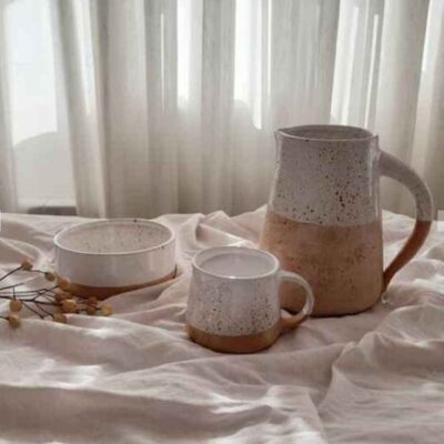 Ensemble Pichet et Tasses en Poterie Fait Main Taher