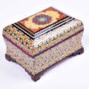 Boîte à bijoux en bois artisanale avec design persan Khatam floral